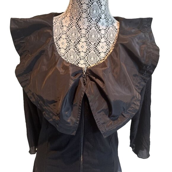 Paolo Tricot Dress, black, size Large, sheer sleeves, Wednesday Adams, witch - Picture 3 of 15